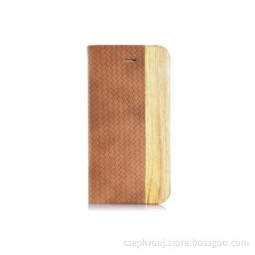 Handmade Genuine Leather and Zebra Wood Folio Case For iPho